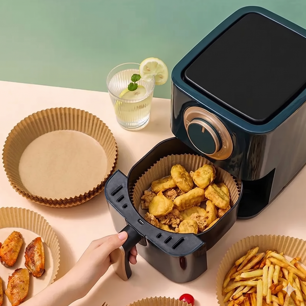 Papel Protector Antiadherente para Air Fryer - Set de Revestimientos Desechables